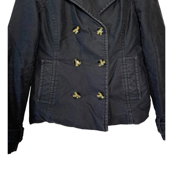 ARMANI JEANS Navy Blue Double-Breasted Fur-Lined Collar Women's Jacket Size 4 - Picture 4 of 9